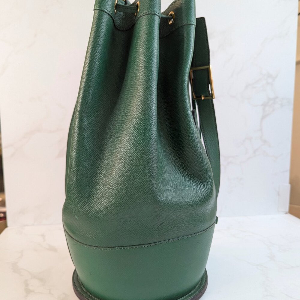 Hermes Vintage Standy Bucket Bag Green Vert Clair Courchevel Leather RARE - Picture 6 of 16